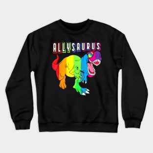 Dinosaur T Rex LGBT Gay Pride Flag Allysaurus Ally Men Boys Crewneck Sweatshirt